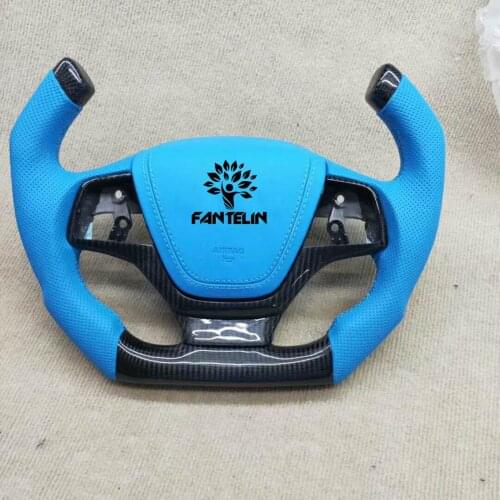 Racing Cuatomized Trim Real Carbon Fiber Sports Steering Wheel Alcantara Leather compatible for Hyundai Elantra IX35 2016-2020