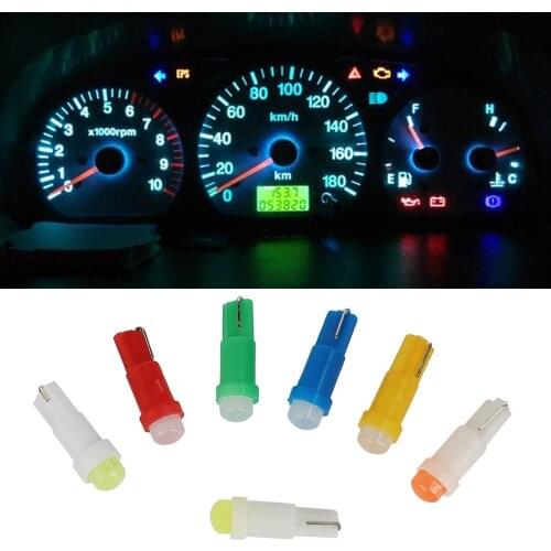 10pcs T5 Led Bulb Dashboard Gauge Lamps 1SMD W1.2W W3W Car Led Interior Wedge Warming indicator Wedge Instrument Yellow Blue