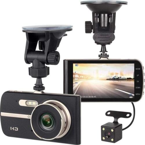 Fumalon Full HD 1080P 4 Inch IPS HD Screen 2 Lens Car DVR Camera Video Recorder Dual Camera Dash Cam 2 LED Night Vision
