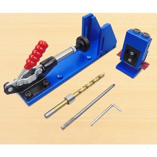 XK-2 Woodworking 9.5mm Wood Drilling Slant Hole Punch Positioner Carpentry Tool Hole Punch Aluminum Alloy Abrasion Resistance