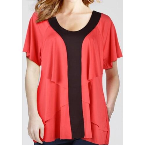 Plus Size Summer Women T-Shirt Patchwork V Neck Sexy Spandex Short Sleeve Tops Feminina Camiseta Blusas