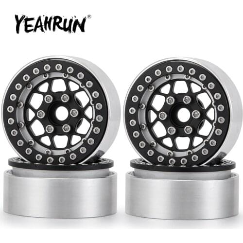 YEAHRUN 1/4pcs Aluminum Beadlock 1.9 inch Wheel Rim for 1:10 SCX10 D90 Wraith TRX4 CC01 Crawler