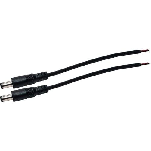 2pcs DC Power Pigtail Male Barrel Plug 6-Inch Wire 5.5mm x 2.1mm for LED Strip Light, CCTV Security Camera, DVR 14AWG 25CM
