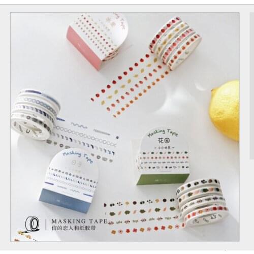 4 Rolls/set Fine slim Border flower leaves strawberry fruit afternoon tea daily life washi tape DIY planner diary masking tape