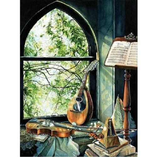 5D DIY Diamond Painting violin Full Drill Square Diamond Embroidery Cross Stitch guitar handmade Rhinestone Mosaic Painting