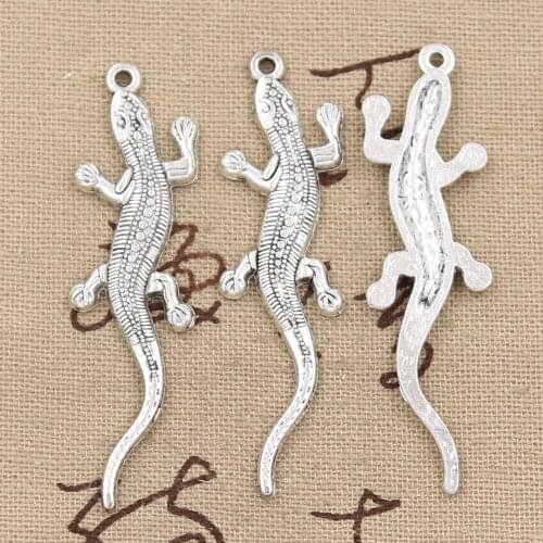 6pcs Charms Gecko Lizard 56x15mm Antique Making Pendant fit,Vintage Tibetan Bronze Silver color,DIY Handmade Jewelry