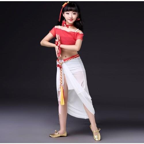 Girl Belly Dance 2019 Childeren New Practice Top Shirt Skirt 2 Pcs Set Professional Performance Clothes Kids Dance Clothes H4516