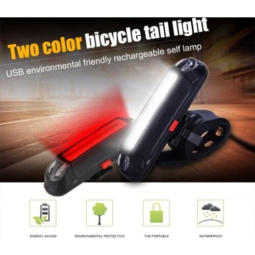 Double-Color Bicycle Tail Light Bicycle Light Waterproof USB Charging Bicycle Light Mountain Bike LED Warning Light