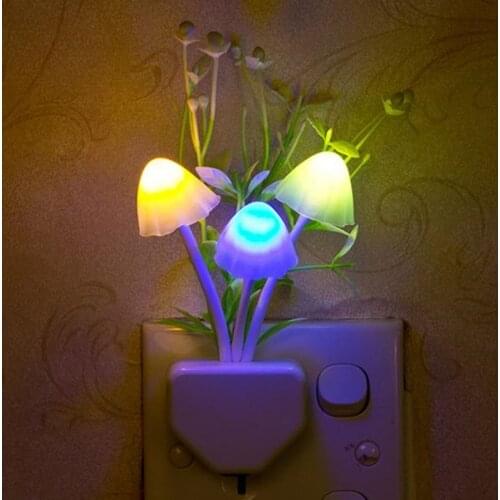 Mashroom Light Sensor Lamp Bedroom LED Light Colorful Artificial Lamp US Standard 110V Light