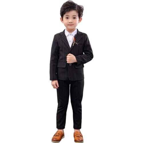 Japan Boys White Black Jacket Pants 2Pcs Clothing Set Gentleman Kids Formal Wedding Suit Children Performance Graduation Dress