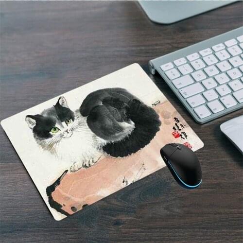 Mairuige Chinese Painting Cats Mouse Pad Non-Slip Laptop Computer PC Fabric MousePad Mat Small Size Mat22X18/25X20/25X29