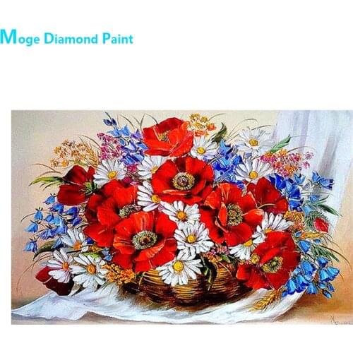Red Flower Basket Diamond Painting Round Full Drill Floral Still Life Nouveaute DIY Mosaic Embroidery 5D Cross Stitch Home Decor