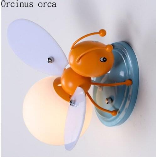 Creative cartoon firefly wall lamp boy bedroom children room lamp modern personality LED insect wall lamp free shipping