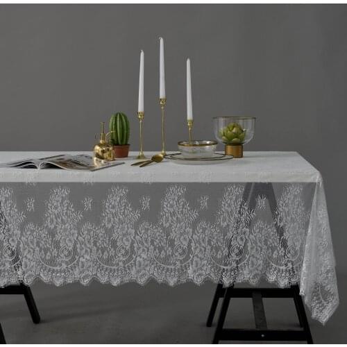 Multi Size Embroidery Lace White Black Vintage Tablecloth Kitchen Coffee Table Cover Cloth for Party Wedding Hotel Home Decor