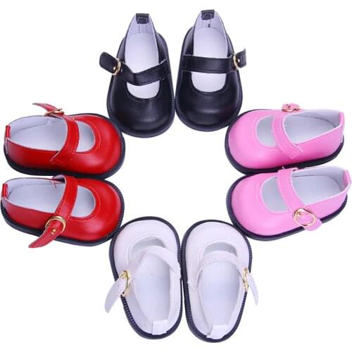 Luckdoll Pretty Leather Flat Shoes Fit 18 Inch American&43 CM Baby Doll Clothes Accessories,Girls Toys,Generation,Birthday Gift