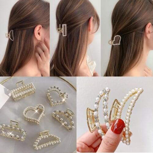 Mini Elegant Pearls Hair Claws For Women 2021 Hairpins Crystal Rhinestone Hair Clips Hair Crab Girl Hair Accessories Hairgrip