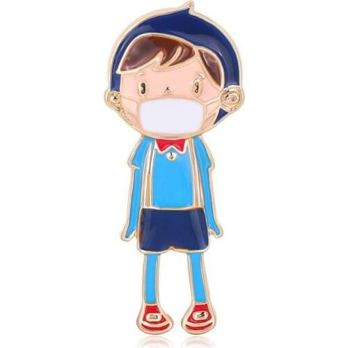 Fashion Cartoon Brooches Embellish Enamel Cute Boy Pins For Women Man Party Jewelry Accessories Gift AL640