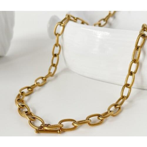 Monlansher Minimalist Big O Chain Necklace Thick Titanium Steel Sweater Chain Long Necklace Fashion Street Style Collar Jewelry