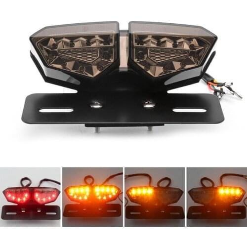 Motorcycle Taillight Smoke LED Motorcycle Brake Tail Turn Signal License Plate Integrated Light
