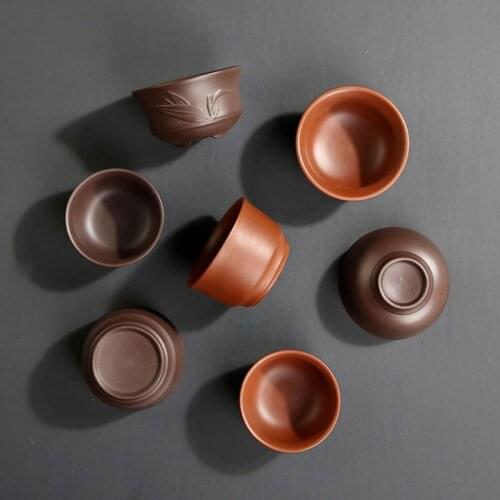 6pcs/set Purple Clay Tea Set Kung Fu Teacup Drinkware Drinking Tea Accessories Tea Drinkware Kitchen Living Room Supply