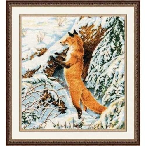 975-Fox in the Snow 41-46 Cross Stitch Set Cross-stitch Kit Embroidery Needlework Craft Packages Cotton Fabric Floss