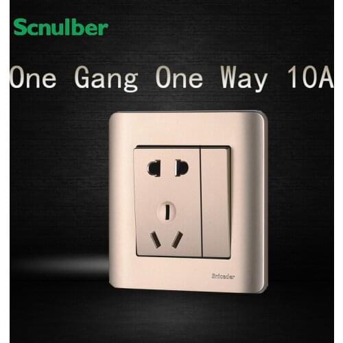 16A 220v champagne 1 way 1 gang wall switch switched socket with 2pin US & 3pin AU