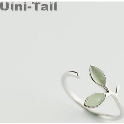 Uini-Tail new 925 sterling silver art small fresh buds cats eye opening ring fashion tide flow high quality jewelry GN316