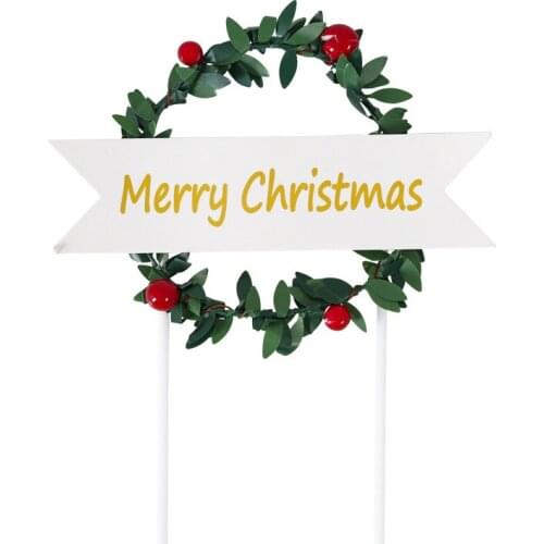 New 2021 Merry Christmas Cake Topper Flowers Plants Vine Cupcake Topper For Christmas Party Cake Decorations Xmas Home Decor