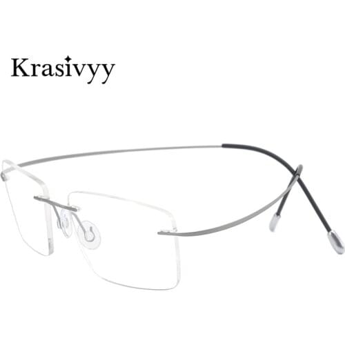 Krasivyy Ultralight Rimless Glasses Frame Men Pure Titanium Optical Prescription Eyeglasses Male 2021 New Myopia Square Eyewear