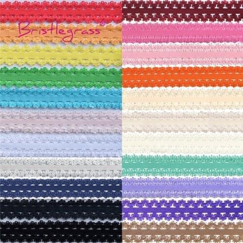 BRISTLEGRASS Wholesale 50 Yard 3/4" 20mm Picot Loop Crown Frilly Lace Trim Elastic Spandex Band Headband Tutu Dress Sewing Craft