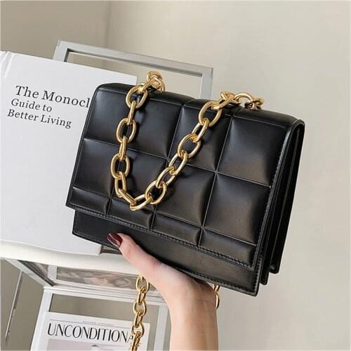 Weave Flap Bags Chain PU Leather Crossbody Bags 2021 Fashion Handbags Shoulder Bag Luxury Design Messenger Bag Sac A Main Femme