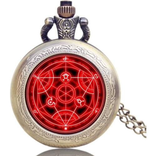 Hot Steampunk Fullmetal Alchemist Case Bronze Pocket Watch With Chian Necklace Men Woman Christmas & Birthday Gift