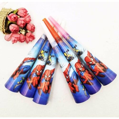 6pcs/lot Spiderman horns birthday party supplies noise makers happy birthday party decoration Baby shower Festive&Event kid toys
