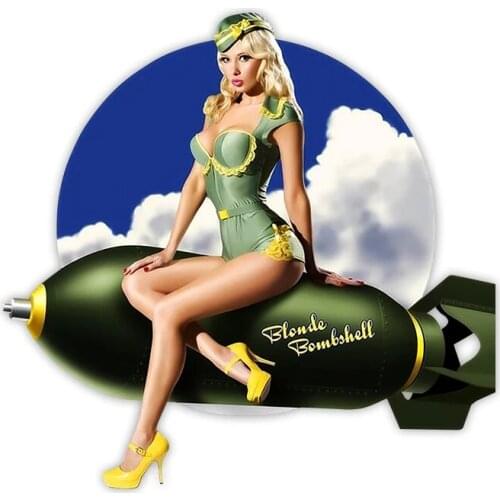 A0551# 13cm/17cm Removable Decal Pin Up Girl Missile Vintage Car Sticker on Bumper Rear Window Laptop