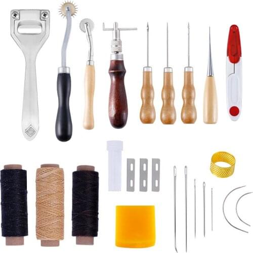 Thread Awl Waxed Thimble Hand Stitching Sewing Stamping Leather Craft Tools Kit 2019NEW Hot Accessory Professional Durable DIY