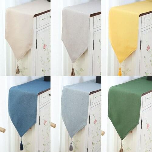 Modern Simple Cotton and Line Table Runner Solid Color Tablecloths for Wedding Party Table Decortation 14 Colors Available