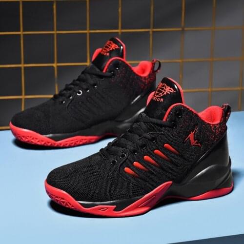 Lovers Sports Basketball Shoes Summer Flying Woven Breathable High-top Student Trend Non-slip Wear-resistant Running Shoes