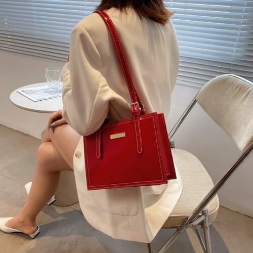 Bright leather pu ladies shoulder bag Womens trendy simple underarm bags Temperament fashion all-match single shoulder handbag