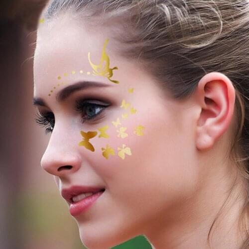 Women Tattoo Children Black Body Art Fake Tattoos Metallic Waterproof Party Sticker Golden Freckle Temporary Tattoo for Makeup