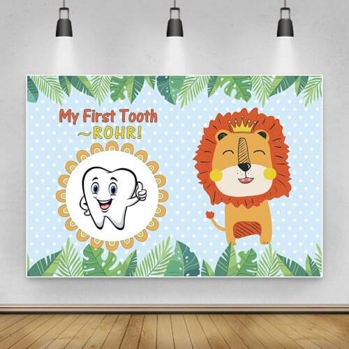 Tropical Jungle Forest Animal Safari Party Photography Backdrops My First Tooth Baby Birthday Customized Background Photo Studio