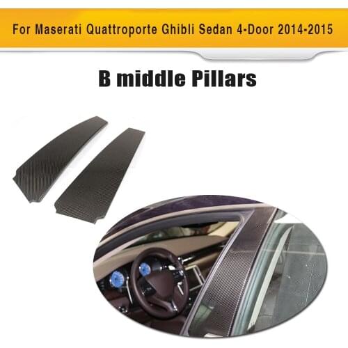 Carbon Fiber Side Door Pillars Fender Trims for Maserati Quattroporte Ghibli 2014-2015 Carbon Stickers