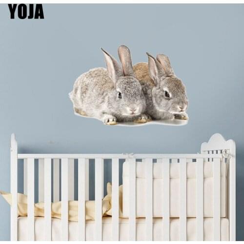 YOJA 50×33.6CM Cute Gray Bunny Aniaml Wall Stickers Fashion Home Kids Room Decoration Decals 8WS0140