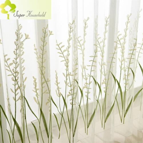 Rustic Rice Spike Curtains for the kitchen Embroidered Sheer Curtains for Kids Bedroom Window Gauze Yarn Curtain for Living Room