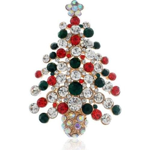 Christmas Tree Green Enamel Brooch Pins Collar Clip Accessory Rhinestones Fashion Jewelry Brooches Best New Year Gifts For Women