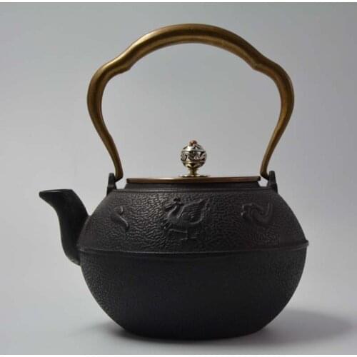 Rosefinch iron pot cover the copper to copper coating of old iron pot Southern iron teapot boiled tea 1.2L
