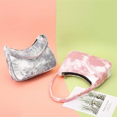 Women Tie Dye Printed Handbags Denim Vintage Travel Shoulder Clutch Underarm Bag Fashion Exquisite Shopping Bag