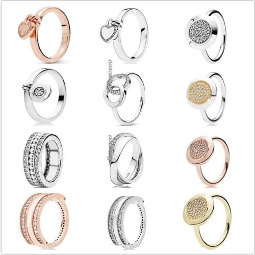 Authentic 925 Sterling Silver Wholesale Signature Promise With Crystal Rings For Women Wedding Party Europe Pandora Jewelry