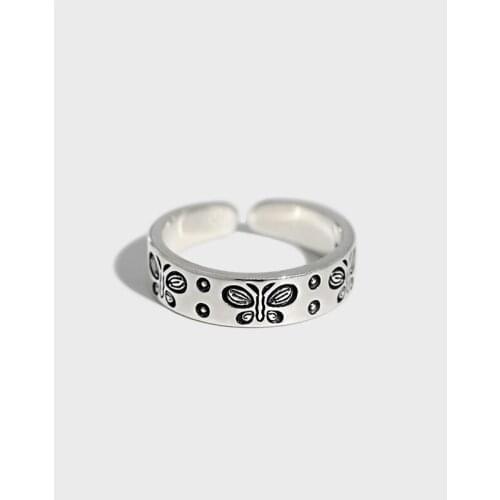 Vintage 925 sterling silver butterfly rings for women jewelry, fashion adjustable finger ring 925 accessories female gifts