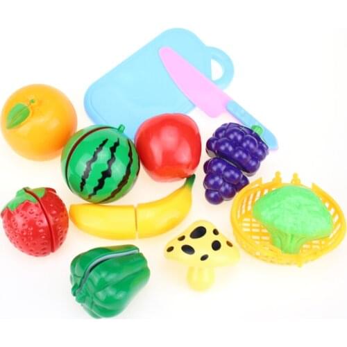 12Pcs/Set Plastic Fruit Vegetables Cutting Toy Early Development and Education Toy for Baby kids Kitchen toys Plastic food toy