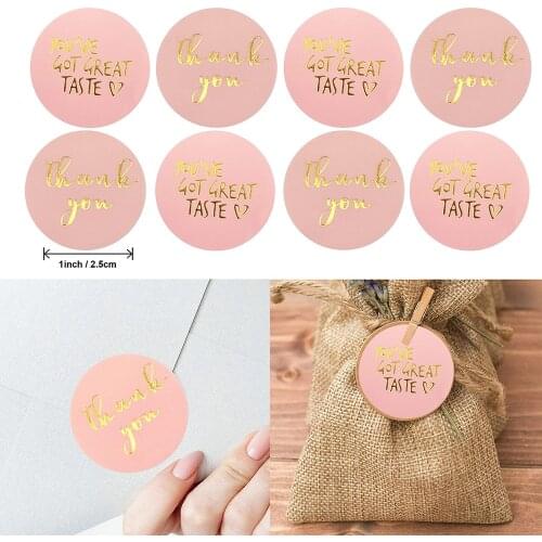 500pcs 2.5CM Gold Pink Foil Thank You Stickers You've Got Great Taste Gift Bag Decoration Envelope Sealing Label